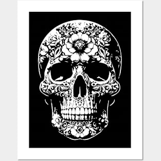 floral skull design Posters and Art